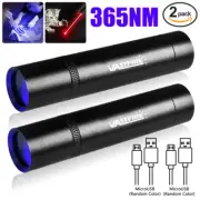 2X 395NM UV Ultra Violet LED Flashlight Blacklight Light Inspection Lamp Torch