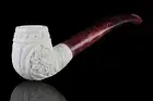 Meerschaum Pipe classic Flower carving red Stem smoking tobacco with case MD-39