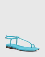 Elwood Azure Blue Suede Flat Sandal