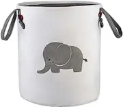 Cotton Collapsible Round Home Storage Bin (elephant) (gray)