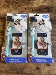 2 DISNEY FROZEN OLAF 40" MONOPOD LIGHTWEIGHT SELFIE STICK NEW!