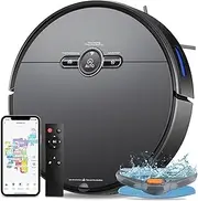 Neepoolock Robot Vacuum and Mop Combo, 2500Pa Suction, Self-Charging Robotic Vacuum Cleaner, App&Remote Control, Robot Vacuum Mop Ideal for Hard Floor, Pet Hair, Black