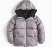 J.CREW CREWCUT Boys' puffer jacket with eco-friendly Primaloft® SZ GRAY 4-5 10