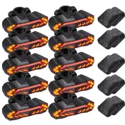 Smart LED Bike Turn Signal Tail Light USB Rechargeable Remote Control 6Modes ×10