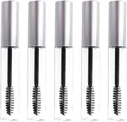 HONMEET 5Pcs Empty Mascara Tube Containers with Silver Lid Eyelash Cream Bottles for Diy Eyelash Growth Fluid Travel Makeup and Eyelash Brush Application