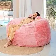 LoKori Stuffed Storage Bean Bag Chair Cover, Soft Fluffy Sofa Bed Coverr(No Filler),Lazy Sofa Bed Outside Cover for Adults Home Leisure Lazy Lounger Cover,B,175 x 76cm