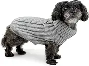 Huskimo Dog Jumper Cali Knit Fog Grey 33cm – Cable Knit Dog Sweater, Sleeveless Fit, Stretch Belly, Machine Washable