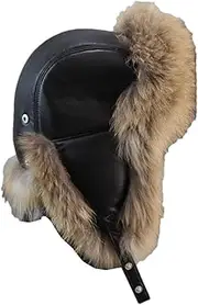 [keusyoi] Men Outdoor Windproof Winter Fur Bombers Hats Fur Cap Man Luxury Sheepskin Leather Hat