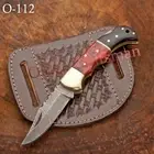 EXQUISITE, CUSTOM MADE HAND FORGED DAMASCUS FOLDING POCKET KNIFE BACK LOCK 0-112