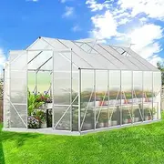 ALFORDSON Greenhouse Garden Shed Cover, Walk-in Tunnel Green House with Ventilation Windows, Aluminium Steel Frame Grow Tent for Gardening Plants Flowers, 4.4x2.4x2.1M