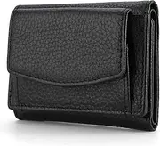 [Generic] Preliminary Wallet With Coin Pouch,Compact Trifold Mini Pocket Wallet With Cash Slot And Card Holders, Premium Leather Wallet For Women, Black 1, Fashion