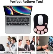 Ergonomic Gaming Mouse Mat Gel Filled Cushion with Anti-Slip Bas Black Mousepad
