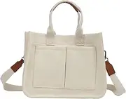 [Cerlyiont] Canvas Tote Bag for Women, Multi Pockets Crossbody, Handbags Totes Bag with Detachable and Adjustable Shoulder Strap and Lining for Wor Book Beach Travel Daily