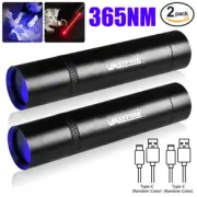 2Pack USB Rechargeable UV infrared LED Flashlight Torch Blacklight 365 nm Light