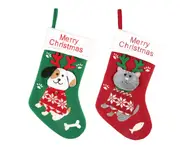 C235 2PCS Cute Cats and Dogs Christmas Stocking Cartoon Gift Bag Christmas Decoration Christmas Tree Pendant Fireplace Pendant