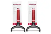 2x KitchenAid Classic Stainless Steel 20x12cm Hard/Soft Cheese Slicer Empire Red