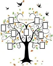 Pinenjoy Large Family Tree Wall Sticker Photo Frame Wall Decal 63x80inch Removable Self-Adhesive Vinyl Wall Clings for Living Room Bedroom Decoration