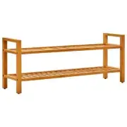 NNEVL Shoe Rack with 2 Shelves 100x27x40 cm Solid Oak Wood
