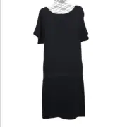 Theory Dress Women's Large Black Short Sleeve Dropped Waist Zip Back Shirt