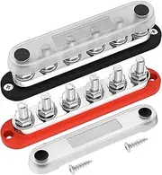 DaierTek Bus Bar 12V Marine 300A 12V Power Distribution Block with Cover 6 x 3/8" (M10) Terminal Studs Max 300V AC 48V DC Positive & Ground Busbar for Automotive Car Boat