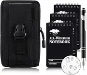 Prudiut 3 × 5" Waterproof Notepad Notebook with Weatherproof Pen and Fabric Notebook Cover, Write in the Rain Pocket Notebook Waterproof Small Notepad for Outdoor Activities Recording