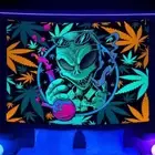 Blacklight Wall Art Poster Tapestry Wall Hanging UV Reactive Devil Alien Hippie