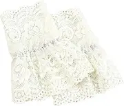 [STKARCV] 2 Pair Women Fake Flare Sleeves Female Floral Lace Pleated Ruched False Cuffs Sweater Wrist Warmers