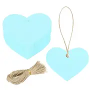 200Pcs Kraft Paper Gift Tags String 2.2 x 2.6 Inch Heart Shape Blue