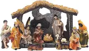 12PCS Nativity Set for Christmas Indoor,Christmas Statue Nativity Scene Set,Christmas Sets and Characters Manger Scene Resin Crafts Christmas Decoration