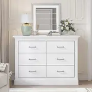 Ashford Matt White 6 Drawers Chest of Drawers Dresser - Elegant Dresser for Stylish Bedroom Storage