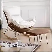 AUPRES Leisure Rocking Chair Upholstered Padded Seat Glider Rocker Modern Recliner Chair Anti-Tipping Design Sofa Chair(A)
