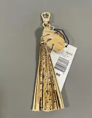 Brahmin Cashew Beige Melbourne Palm Leaf Leather Tassel Charm Key Chain NWT