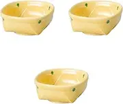 Set of 3 Yellow Glazed Green Dotted Square [3.0 x 3.0 x 1.3 inches (7.6 x 7.6 x 3.4 cm) | Reinforced Porcelain Setomonohonpo