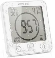 Shower Wall Clock Waterproof Digital Temperature Humidity Display + Suction Cup