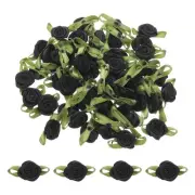 80 Pcs Black Mini Roses Bow 15mm Ribbon Roses for Appliques Crafts