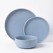 Cadence & Co. Muse 12-Piece Dinner Set Matte Glaze Sky Blue & White 4 person