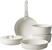 Cookware Set | Stackable Nonstick Ceramic Cookware Set | Safe Portable Ceramic Oven Cooktop Utensils Induction Kitchenware for Home Apartment Cooking Picnic