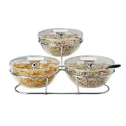 World Cuisine 4144223 3Compartment Chrome Plated Stand w/Large Bowls