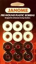Janome 12 Pack Pre-Wound Plastic Bobbins White and Black Thread
