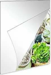 happygo Self Adhesive Mirror Tiles (45 x 30cm),Non Glass High Definition Flexible Frameless,Removable Frameless Large Stick On Mirror for Bathroom, Bedroom, Living Room, Hallway Decoration