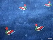 Vintage 80s Navy Home Decor cotton fabric DUCK Waverly half yard 1/2 cut