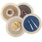 Nordic Style Round Ramie Placemat Washable Woven Cup Mat Dining Table