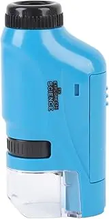Pocket Microscope, Portable Handheld Microscope for Kids with LED Lighted Zoom, Educational Mini Microscope with Microscope Slides for Scientific Experiment, Gifts for Kids (Blue)