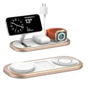 3 in 1 Wireless Charger for iPhone, Foldable Charging Station for Golden