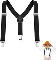 [ZEACCT] Y-Back Strong Clips Suspenders, Braces for Kids Boys Girls, Elastic Y-Shape Adjustable with Clips, Children Kids Braces, Adjustable Y Shape Suspenders, Adjustable Elastic Clips Suspenders, Black, 1