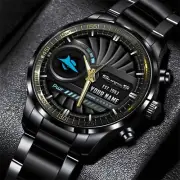 Cronulla Sutherland Sharks NRL Personalized Black Fashion Hand Watch Gifts For D
