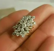 Cluster Engagement ring 2.30Ct Round Cut Real Moissanire 925 Sterling Silver