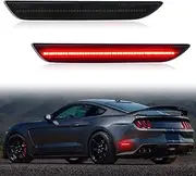 HTZCMOTO LED Rear Side Marker Lights Compatible with Mustang 2015-2023, Dynamic light effects at startup, Rear Fender Marker Reflectors Lamps, Red Light + Smoked Len