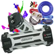 Gravity 6.0 Farad Car Audio Battery Portable Capacitor 6000W GR-6.0 + 0 Ga Kit