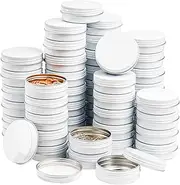 Foraineam 48 Pack 2 oz White Lip Balm Tin Cans, Aluminum Round Cosmetic Sample Containers with Screw Lid, Storage Travel Tin Jars Metal Empty Tins for Salve, Cream, Spices or Candles